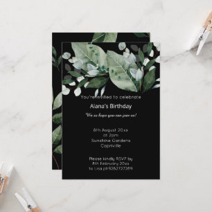 LUXE BOTANICAL BLACK SAGE BIRTHDAY  INVITATION