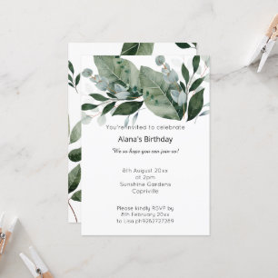 LUXE BOTANICAL WHITE SAGE BIRTHDAY INVITATION