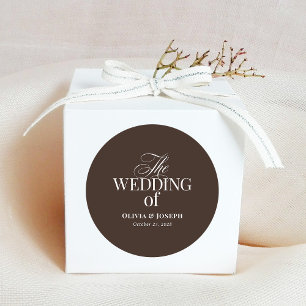 Luxe Brown   Elegant Wedding Classic Round Sticker
