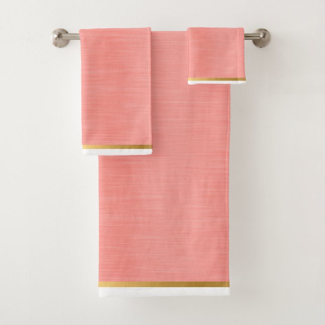 LUXE BRUSHED METAL APRICOT BATHROOM TOWEL SET (Insitu)