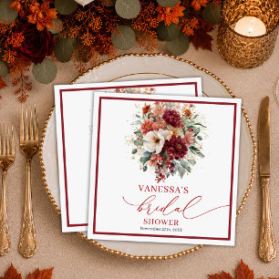 Luxe Burgundy Gold Eucalyptus fall boho bridal sho Napkin