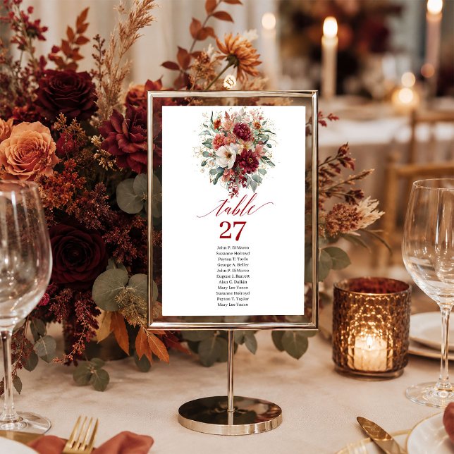 Luxe Burgundy Gold Eucalyptus Fall table number si (Luxe Burgundy Gold Eucalyptus Fall table number sign

)