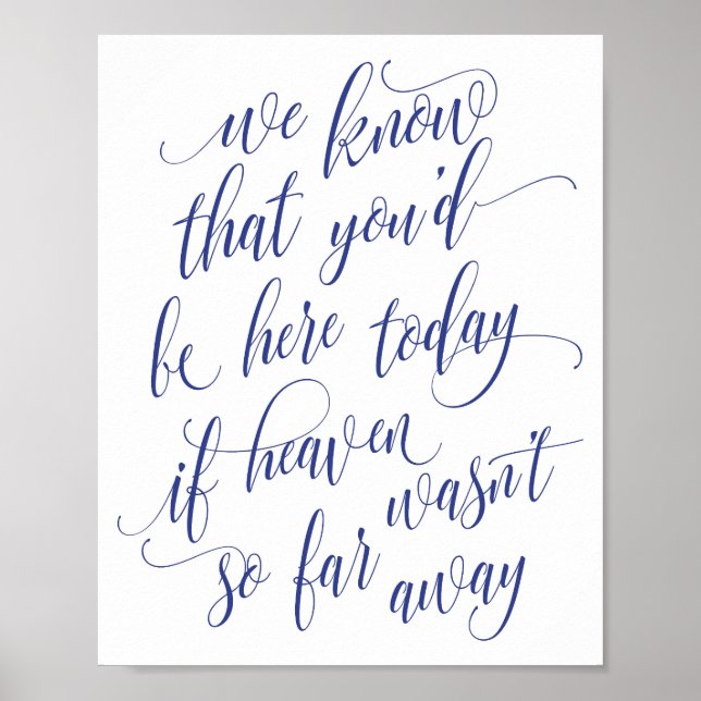 Luxe Calligraphy In Memory Sign (Royal Blue) (Front)