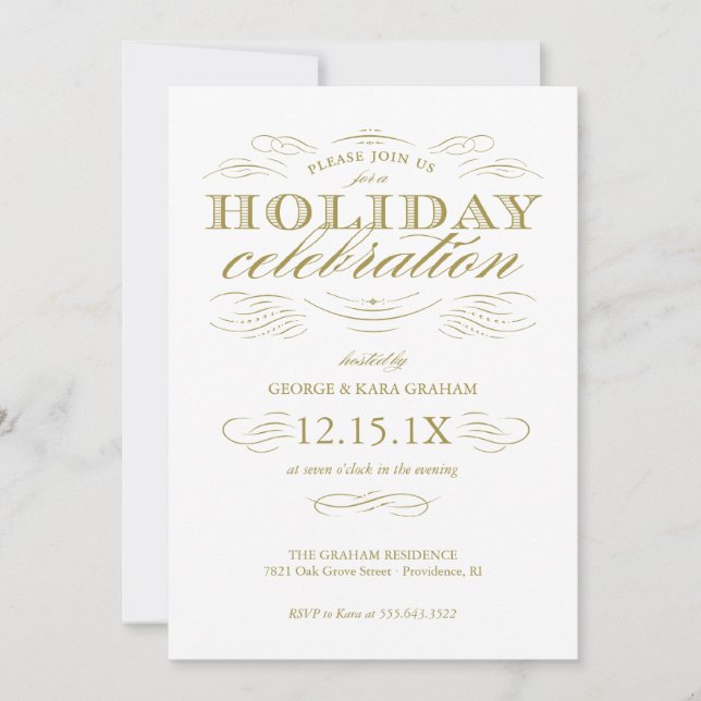 Luxe Celebration Elegant Holiday Party Invite (Front)