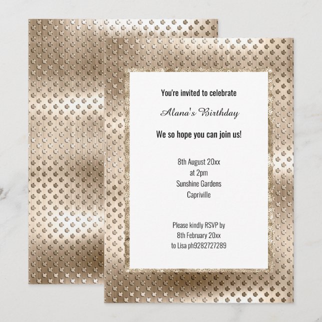 LUXE CHAMPAGNE SEQUIN DENT INVITATION (Front/Back)