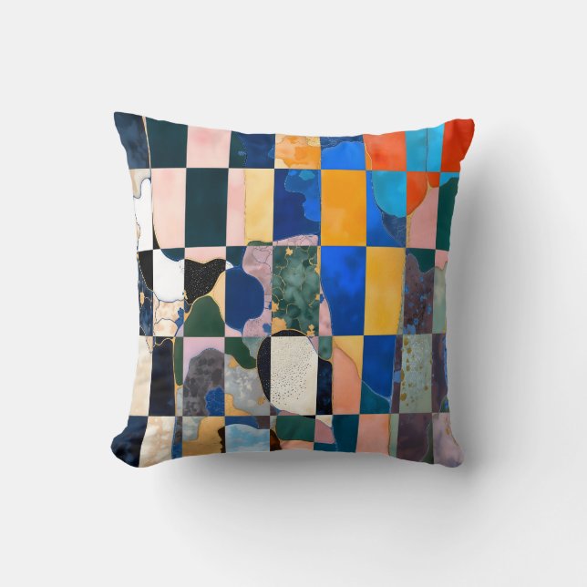 Luxe Chequerboard Curtain Cushion (Front)