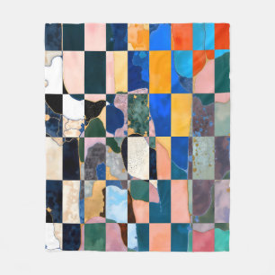 Luxe Chequerboard Curtain Fleece Blanket