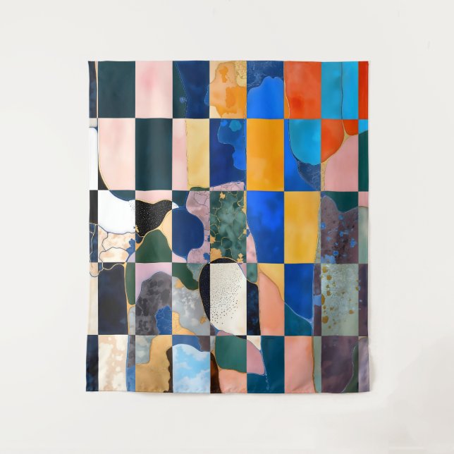 Luxe Chequerboard Curtain Tapestry (Front)