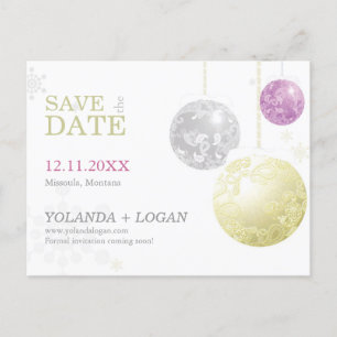 Luxe Christmas Wedding Save the Date Announcement Postcard