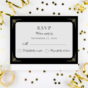 Luxe Classic Elegant Classy Black Gold RSVP Gift