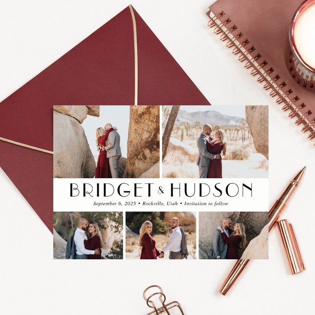 Luxe Collage Editable Colour Save The Date Card (Creator Uploaded)