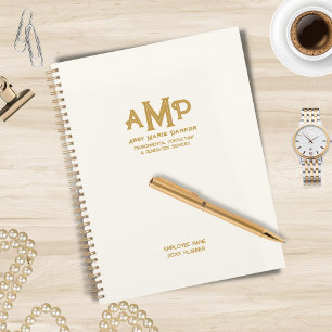 Luxe Company Ivory and Gold 3 Letter Monogram Logo Planner