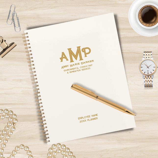 Luxe Company Ivory and Gold 3 Letter Monogram Logo Planner (Creator Uploaded)