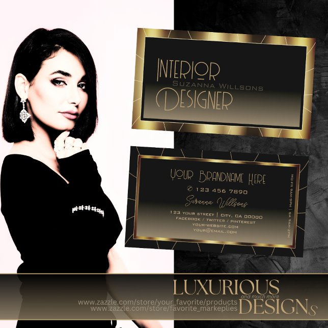 Luxe Dark Gold Frame Brown Gradient Professional Business Card (Creator Uploaded)