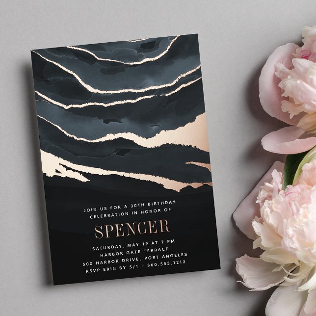 Luxe Dark Marble Birthday Party or Any Occasion (Creator Uploaded)