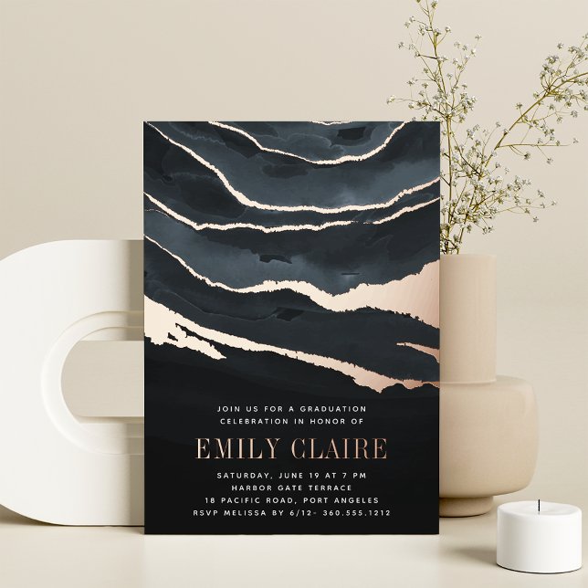 Luxe Dark Marble Graduation Party (Creator Uploaded)