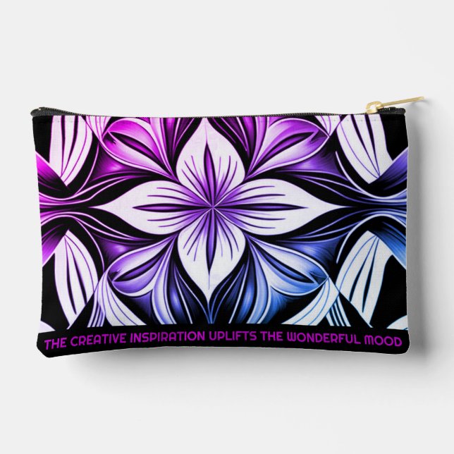 Luxe Deco Black Magenta White Accessory Pouch (Back)