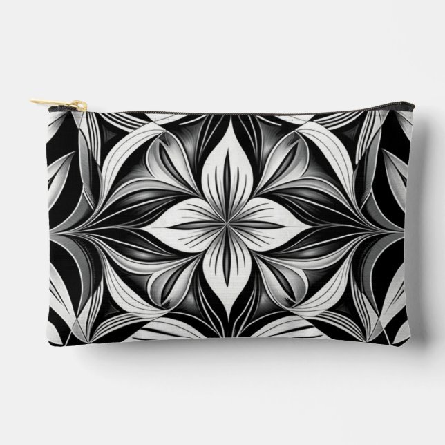 Luxe Deco Black & White Accessory Pouch (Front)