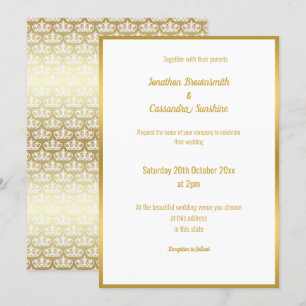 LUXE DELICATE GOLD LACE TIARA WEDDING INVITATION