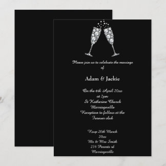 Luxe Diamond Champagne Glass ELEGANT WEDDING  Invitation