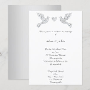 Luxe Diamond Love Dove Wedding 2 Invitation
