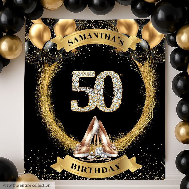 Luxe Diamond Numbers Backdrop with Gold Balloons Tapestry (Luxe Diamond Numbers Backdrop with Gold Balloons

)