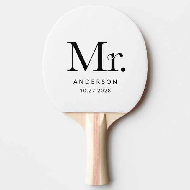 Luxe Elegance Black and White | Mister Wedding Ping Pong Paddle (Front)