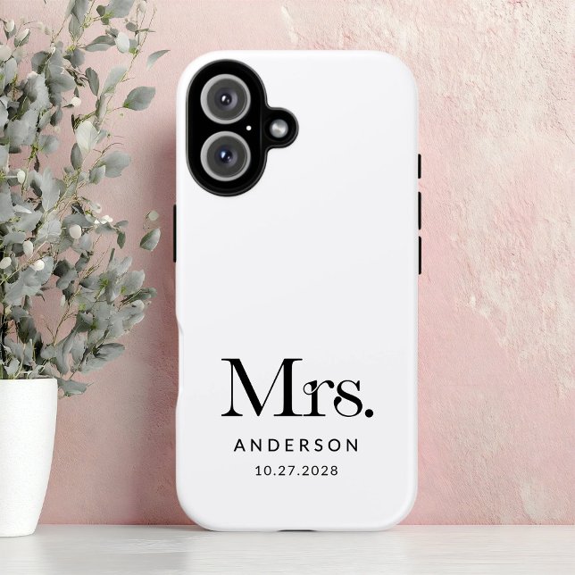 Luxe Elegance | Black and White Mrs Wedding Date Case-Mate iPhone Case (Creator Uploaded)
