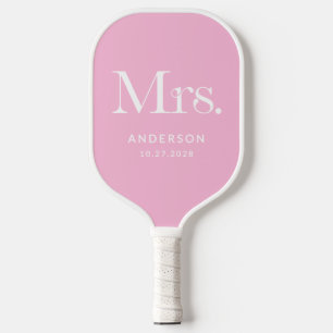 Luxe Elegance Pink   Mrs Wedding Date Pickleball Paddle