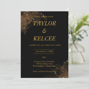 Luxe Elegant Black Gold CUSTOMIZABLE Wedding Invitation