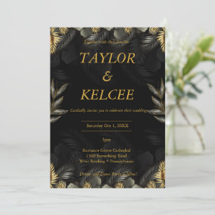 Luxe Elegant Black Gold CUSTOMIZABLE Wedding Invitation