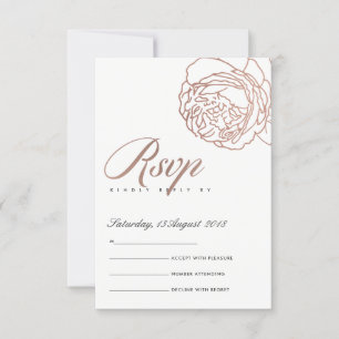 LUXE ELEGANT BLUSH PINK ROSE GOLD FLORAL RSVP CARD