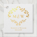 Luxe Elegant Wreath Monogram Gold Wedding  Favour Tags<br><div class="desc">Add a touch of luxury to your wedding favours with our Luxe Elegant Wreath Monogram Real Gold Foil Wedding Favour Tags. These tags feature a sophisticated wreath design with a monogram highlighted in real gold foil, creating a stunning and elegant look. Personalise with the bride and groom's initials and wedding...</div>
