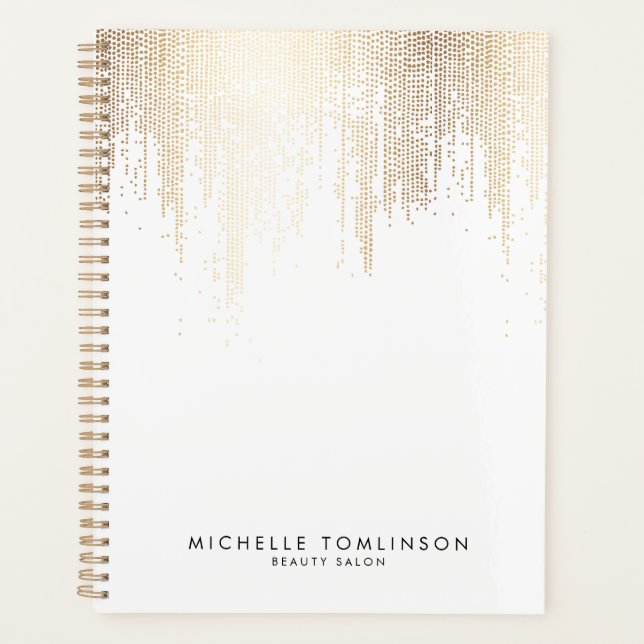 Luxe Faux Gold Confetti Rain Appointment Book Planner (Front)