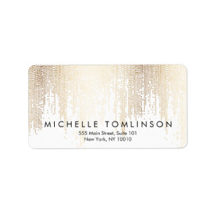 Luxe Faux Gold Confetti Rain Pattern Label