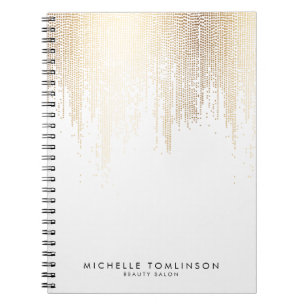 Luxe Faux Gold Confetti Rain Pattern Notebook