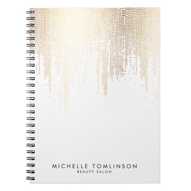 Luxe Faux Gold Confetti Rain Pattern Notebook (Front)