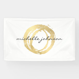 Luxe Faux Gold Painted Circle Designer Logo Banner