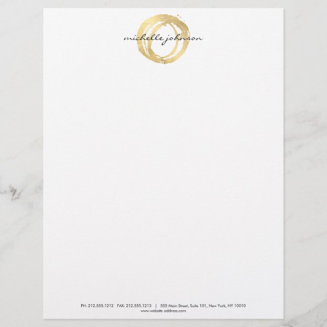 Luxe Faux Gold Painted Circle Designer Logo Customised Letterhead (Front)