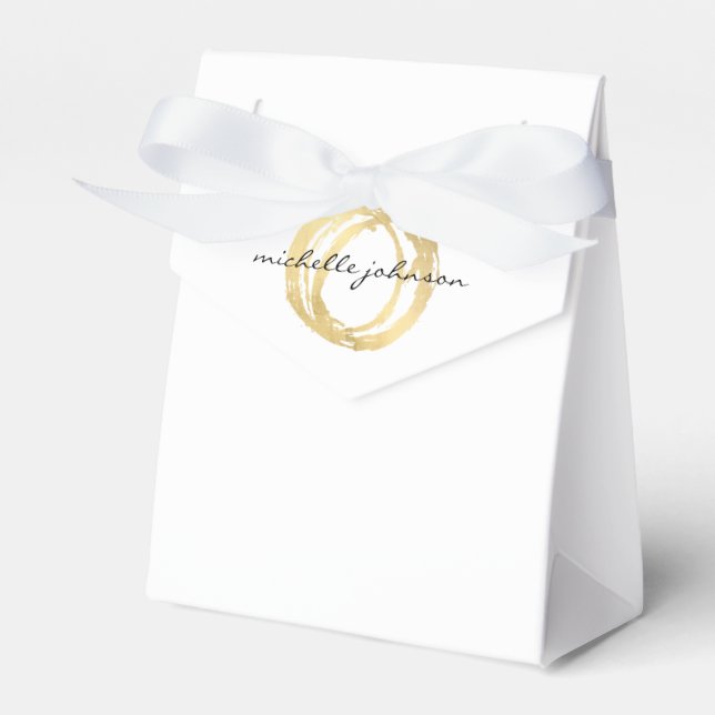 Luxe Faux Gold Painted Circle Designer Logo Favour Box (Front Side)