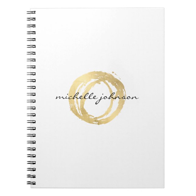 Luxe Faux Gold Painted Circle Designer Logo Notebook (Front)