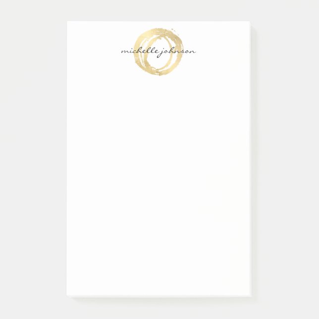 Luxe Faux Gold Painted Circle Designer Logo Post-it Notes (Front)
