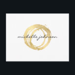 Luxe Faux Gold Painted Circle Designer Logo Postcard<br><div class="desc">Coordinates with the Luxe Faux Gold Painted Circle Designer Logo Business Card Template by 1201AM. An organic painted circle in faux metallic gold becomes a luxe logo on this designer postcard template with the addition of your name or business name in a chic type treatment. These postcards are great to...</div>