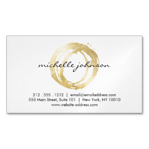 Luxe Faux Gold Painted Circle Designer Magnetic Magnetic Business Card