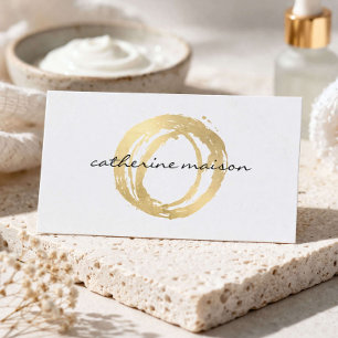 Luxe Faux Gold Painted Circle Esthetician Skincare Business Card