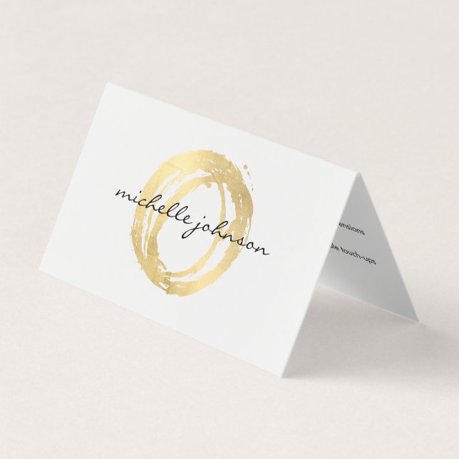 Luxe Faux Gold Painted Circle Salon Aftercare Card (Front)