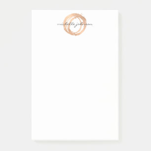 Luxe Faux Rose Gold Painted Circle Designer Logo Post-it Notes