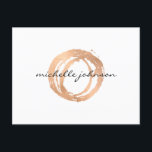 Luxe Faux Rose Gold Painted Circle Designer Logo Postcard<br><div class="desc">An organic painted circle in faux metallic rose gold becomes a luxe logo on this designer postcard template with the addition of your name or business name in a chic type treatment. These postcards are great to send as thank you cards to customers, for announcements, or personal greetings. Original artwork...</div>