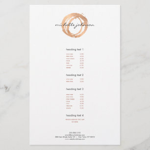 Luxe Faux Rose Gold Painted Circle Price List Flyer