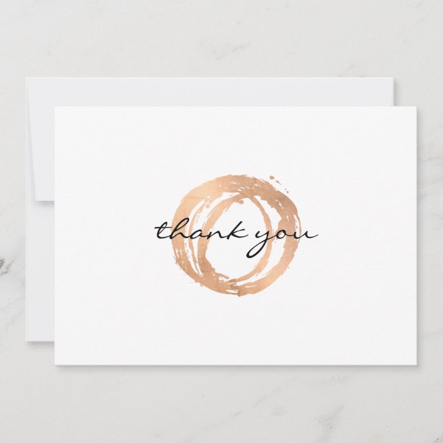 Luxe Faux Rose Gold Painted Circle Thank You Card (Front)